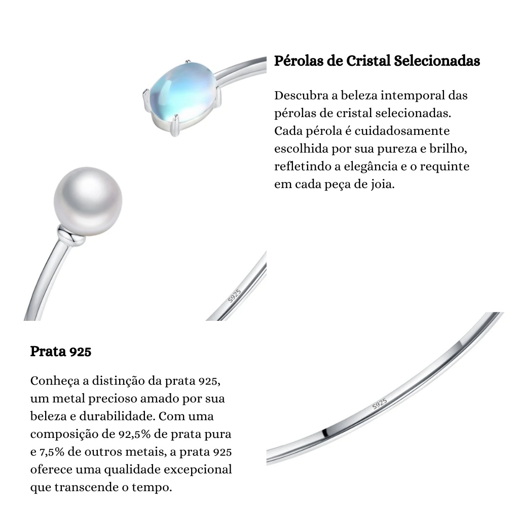 Pulseira em Prata Pérola de Cristal